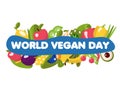 Poster for social networks, vegan day, healthy life, vector graphics