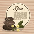 Poster spa hot stone massage relax with flower wood bakcground