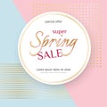 Poster Spring Sale Elegant golden specks pink background Luxury card poster for advertising sale promotions discounts Beautiful Royalty Free Stock Photo