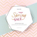 Poster Spring Sale Elegant golden specks zigzag pink background Luxury card poster for advertising sale promotions discounts Royalty Free Stock Photo