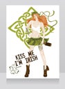 Poster for st.Patrick`s Day with redhead lady