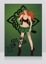 Poster for st.Patrick`s Day with redhead lady