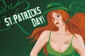 Poster for st.Patrick`s Day with redhead lady