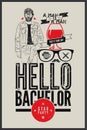 Poster for stag party Hello Bachelor! Royalty Free Stock Photo