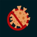 Poster Stop virus. The icon of pathogenic bacteria, viruses is banned. Colorful microorganism, stop germs for banner