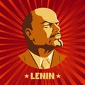 Poster stylized Soviet-style. The leader of the USSR. Russian revolutionary symbol Royalty Free Stock Photo