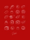 Poster sushi type set line style red