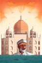 A poster for the taj mahal in india. AI generation Royalty Free Stock Photo