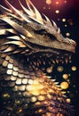 The Glittering Dragon: A Black and Gold Poster Template Royalty Free Stock Photo