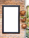 Poster template on Brick wall Plant decoration
