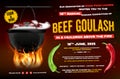 Poster template with cauldron above fire - cooking beef goulash