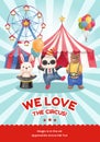 Poster template with circus funfair concept,watercolor style