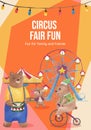 Poster template with circus funfair concept,watercolor style