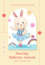 Poster template with Fairy ballerinas animals concept,watercolor style Royalty Free Stock Photo