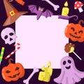 Poster template with halloween accessories and place for your text