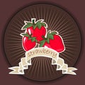 Poster template for strawberry farm. Fruit label design.