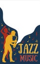 Poster templates for jazz music festival,concert with silhouette of jazz musicians and african girl singer.Retro style Royalty Free Stock Photo