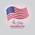 Poster 4th of july usa independence day, american flag on white background. Banner, greeting card. Fourth of july, USA national Royalty Free Stock Photo