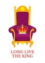 Poster with throne, crown and inscription Long Live the King