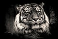 Poster tiger in black and white colour Royalty Free Stock Photo