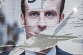 Poster Torn by an angry citizen of the president of `en marche`