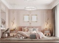 Poster two frame mockup model in Design of luxury bedroom with dark classical interior Royalty Free Stock Photo