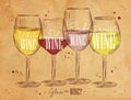 Poster types of wine kraft