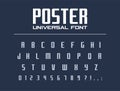 Poster universal font for business headline text. Condensed, narrow alphabet. Technology typography style. Modern bold