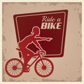 Poster vintage ride a bike cyclist silhouette Royalty Free Stock Photo