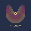 Poster of the Vinyl record. Vector illustration music on dark background. Royalty Free Stock Photo