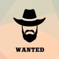 Poster Wanted with Bandit Portrait. Royalty Free Stock Photo