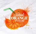 Poster watercolor orange juice