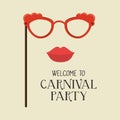 Poster welcome carnival party glasses and woman lips