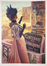 The Poster, where woman is looking at advertisements in the vintage book Les Maitres de L`Affiche, by Roger Marx, 1897