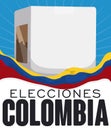 Waving Colombia Flag and Voting Box for Colombian Electoral Event, Vector Illustration