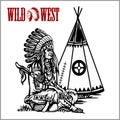 Poster in wild West style. Indian tent or wigwam teepee and American native chief. Royalty Free Stock Photo