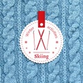 Poster for a winter activity. Skiing as a winter pleasure.