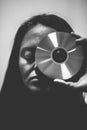 Poster. woman with compact disc Royalty Free Stock Photo