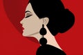 woman poster red background model glamour vintage fashion female portrait illustration art. Generative AI.