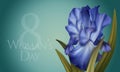 Poster for Woman's Day with original artistic colorful fantasy blue iris