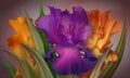 Poster for Woman's Day with original artistic colorful fantasy irises