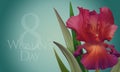 Poster for Woman's Day with original artistic colorful fantasy red iris Royalty Free Stock Photo