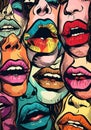 lipstick woman lips art illustration female kiss passion abstract poster mouth. Generative AI.