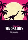 Poster World of dinosaurs. Prehistoric world. Diplodocus. Jurassic period.