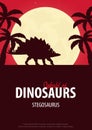 Poster World of dinosaurs. Prehistoric world. Stegosaurus. Jurassic period.