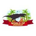 Poster World of dinosaurs. Prehistoric world. T-rex. Jurassic period.