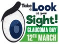 Sick Cartoon Eye Promoting Awareness in World Glaucoma Day, Vector Illustration