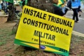 Poster written: `Install the Constitutional Military Court!` at the great Freedom Manifestation on Paulista avenue