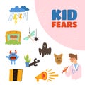 Poster written kid fears lettering cartoon flat