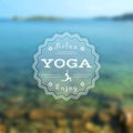 Poster for yoga class with a sea view. EPS,JPG. Royalty Free Stock Photo